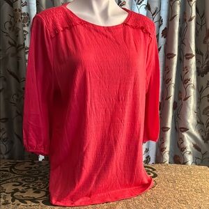 Liz Claiborne Red 3/4 Sleeve Relaxed Blouse